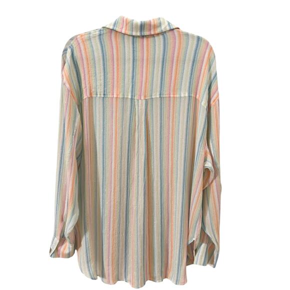 NWT Lovers & Friends Catalina Button Down Shirt in "Rainbow Stripe" Size XS - Picture 8 of 12